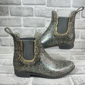 Jack Rogers Sallie Glitter Women's Size 8 Chelsea Rubber Ankle Rain Boots